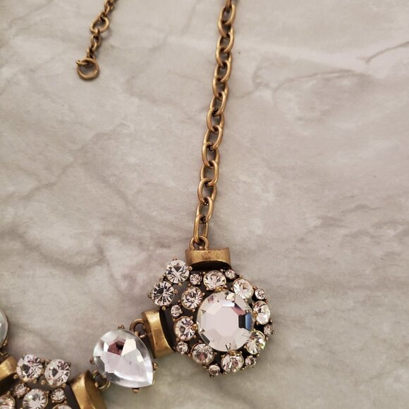 💖 J.Crew Classic Rhinestones Crystal Cluster Antique Statement Necklace 💖 - Picture 5 of 14